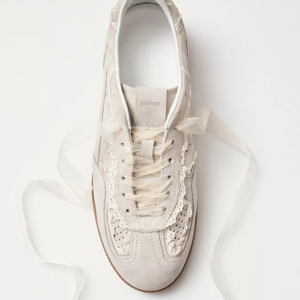 ALOHAS Lace-Trim Suede Sneakers 490 leather - Picture 7 of 9